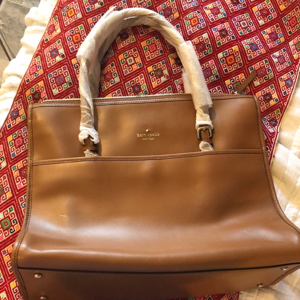 Kate Spade - leather tote bag in camel